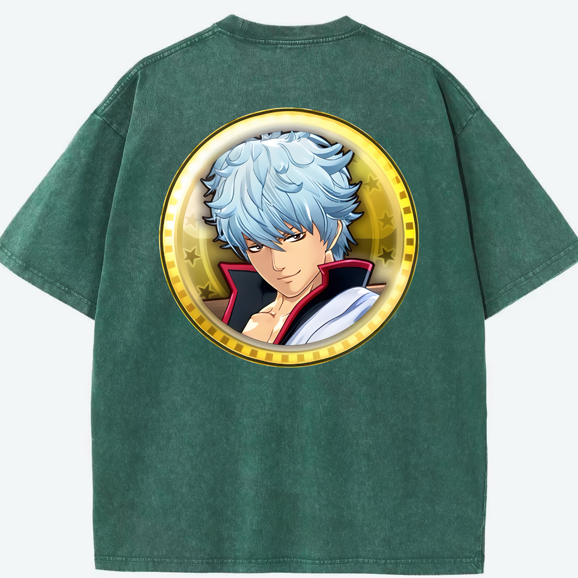 （画像用） ぎんたま 坂田銀時（さかたぎんとき） 神楽 志村新八（しむら しんぱち） GINTAMA Sakata Gintoki Kagura Shimura Shinpachi 綿100% ヴィンテージ風 半袖Tシャツ（背面プリント）